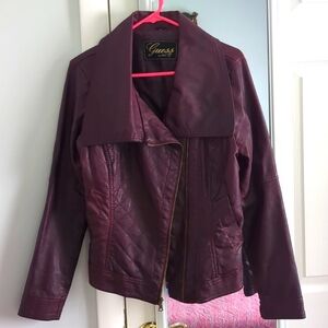 Guess Red Faux Leather Jacket